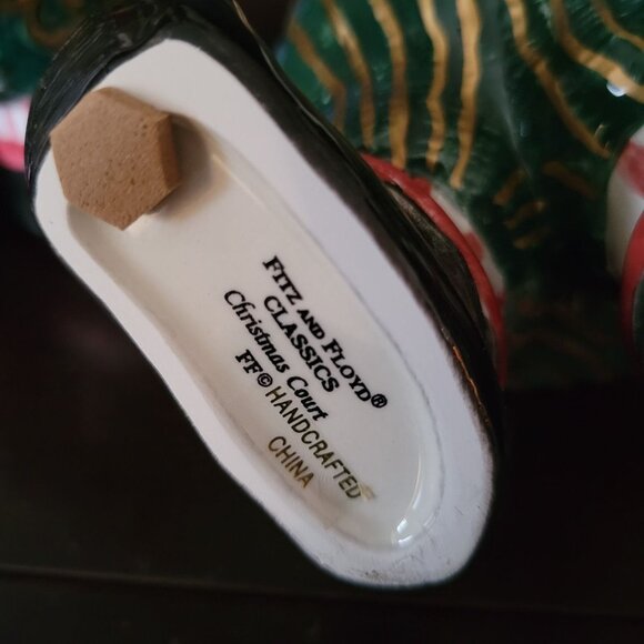 Vintage Fitz and Floyd Christmas Court Santa Elf Torch Candle Holder Pair - Picture 8 of 11